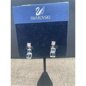 Swarovski Clip-On Crystal Earrings – Clear Cube Drop Beautiful